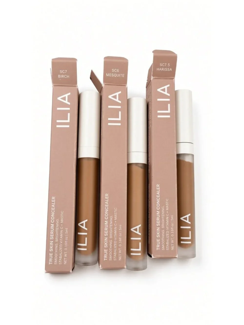 ILIA 3Pc Lot True Skin Serum Concealer Mesquite Birch Harissa SC6-SC7.5